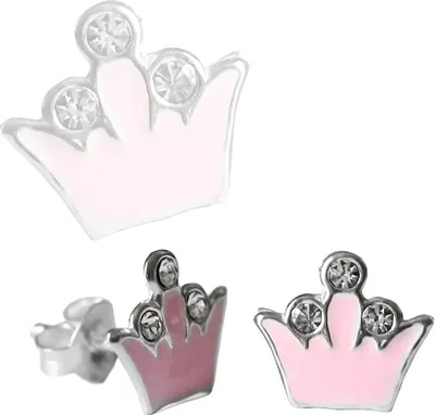 Produktbild von Ohrstecker 925 Sterling Silber mit Krone Farbe - Pink