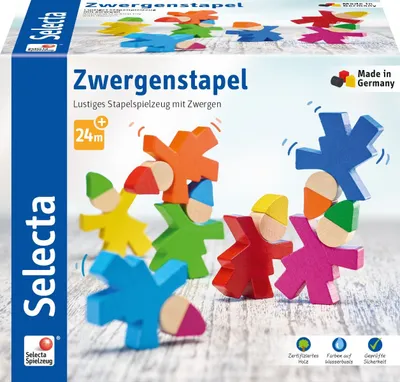 Immagine prodotto di Selecta Spielzeug Zwergenstapel, 7-tlg., Stapel Spiel, Kleinkindspiel, Kleinkindspielzeug, Holz, 14 cm, 62039