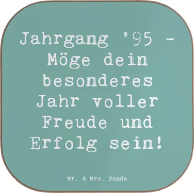 Produktbild von Mr. & Mrs. Panda Tassen Untersetzer Spruch 1995 Geburtstag - Meeresbrise - Geschenk, Tischuntersetzer, Coaster, Jubiläumsgschenk, für Gläser, Jahrgangsfeeling, Freude
