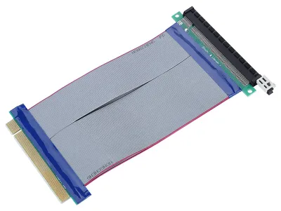 Zdjęcie produktu dla Karta przedłużająca PCI-E 19 cm, przedłużacz PCI-E 16x – miękki, płaski kabel przedłużający