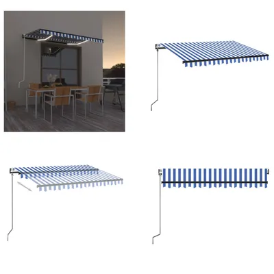 Produktbild von vidaXL Automatische Markise mit LED Windsensor 350x250 cm Blau Weiß - Markise - Markisen - Sonnendach - Sonnendächer