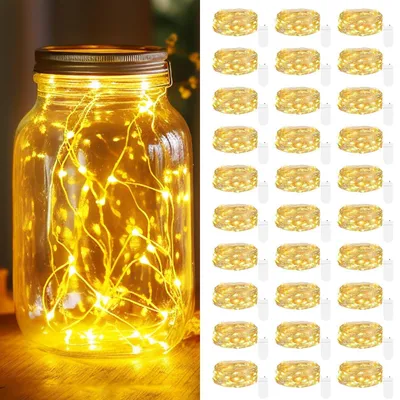 LED-Lichterkette 30er Set, 2 m, 20 LEDs, warmweiß, batteriebetrieben