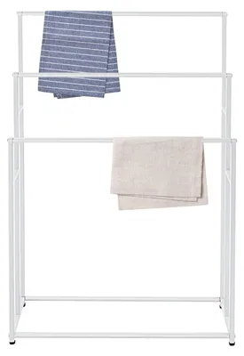 Image de Porte-serviettes autoportant - 3 barres - Blanc - 75 cm