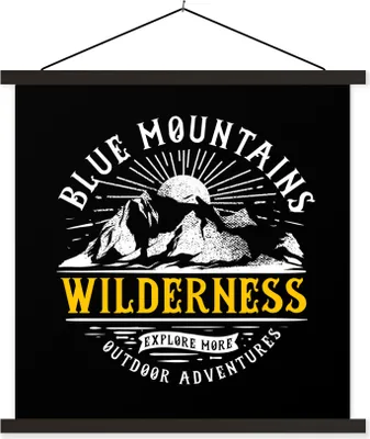 Produktbild von MuchoWow® Textilposter Berg - Reisen - Retro - Zeichnung 60x60 cm mit schwarzem Rahmen - Posteraufhänger