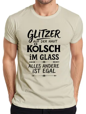 Produktbild von Kölsch Glitzer auf der Haut im Glas Lustig Köln Geschenk Herren T-Shirt, Natur, XL