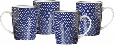 Produktbild von Ritzenhoff und Breker Kaffeebecher 350ml Royal Reiko Blau 4er Set Muster Weiß