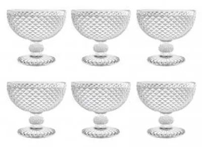 Immagine prodotto di H&H Set 6 Coppe In Vetro Diamantato, Trasparenti, Cm11