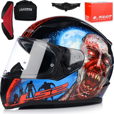 Produktbild von LS2 FF353 Rapid II Zombie Helm, schwarz/rot/blau, XS (53/54)