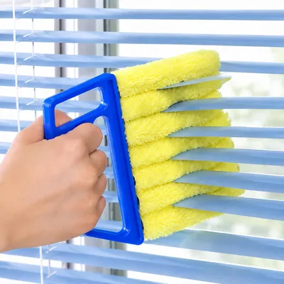 Image de INF Brosse de Nettoyage pour Stores Vénitiens - Dépoussiéreur en Coton PP Bleu