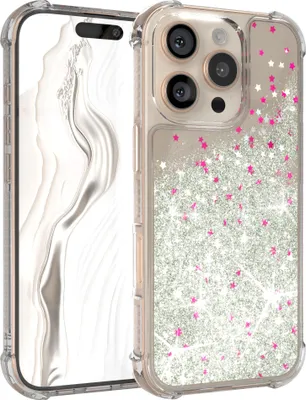 Produktbild von EAZY CASE - Glitzer Hülle kompatibel mit Apple iPhone 16 Pro Glitzer Schutzhülle, Soft Case, Backcover Transparent mit Motiv