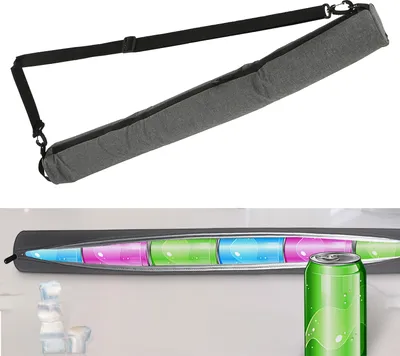 Produktbild von Kühltasche für Dosen grau 80cm Tragegurt verstellbar zum Umhängen Polyester Aluminium isoliert Getränkekühlbeutel