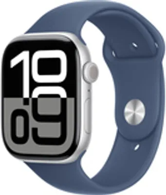 Produktbild von Watch Apple Watch Series 10 GPS 46mm Silver Aluminium Case with Sport Band M/L - Denim