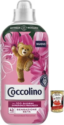 Produktbild von Coccolino Sensazione Seta,100 Tage Parfüm und Frische,Konzentrierter Weichspüler,Seide, 42 Wäschen, 980ml + Italian Gourmet Polpa di Pomodoro 400g Dose