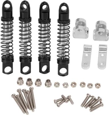 Productafbeelding van 4 stuks metalen schokdempers, voor en achter, voor WPL D12 1/10 RC auto, upgrade onderdelen, zwart