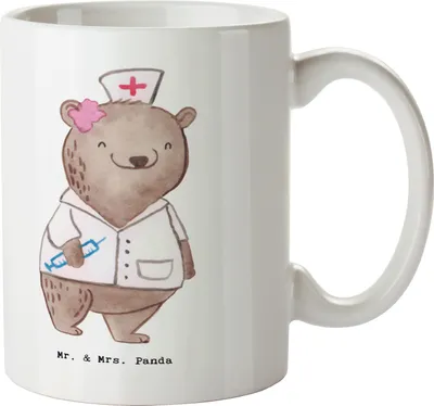 Produktbild von Mr. & Mrs. Panda Kaffeetasse Medizinische Fachangestellte Herz - Weiß - Geschenk, Kaffeebecher, Krankgeschrieben, Arztpraxis, Ausbildung, Arzthelferin, Becher, krank, MFA