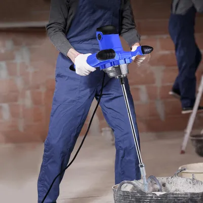 Zdjęcie produktu dla Mieszarka do zaprawy i betonu - Elektryczny mieszadło o mocy 550 W - Regulacja w 6 stopniach - Mieszadło ręczne - Przenośne narzędzie do mieszania, idealne na budowę