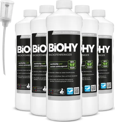Produktbild von BiOHY Backofenreiniger Hochkonzentrat (6x1l Flasche) + Dosierer | Profi Grillreiniger, Fettlöser EXTRA STARK | Zur einfachen und schnellen Ofenreinigung | Löst hartnäckigste Verkrustungen