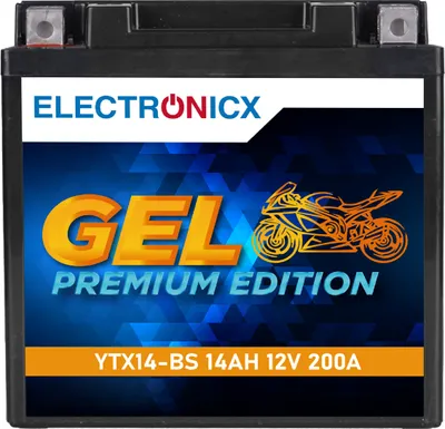 Immagine prodotto di Batteria per moto Electronicx YTX14-BS GEL 12 V 14 Ah – Batteria esente da manutenzione ad alte prestazioni per moto e quad ▶ Batteria premium 12 V esente da manutenzione  Spedizione in Germania