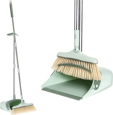 Produktbild von Famanu Besen- und Kehrschaufel-Set mit 127 cm langem, ausziehbarem Griff - ideal für die Haushaltsreinigung
