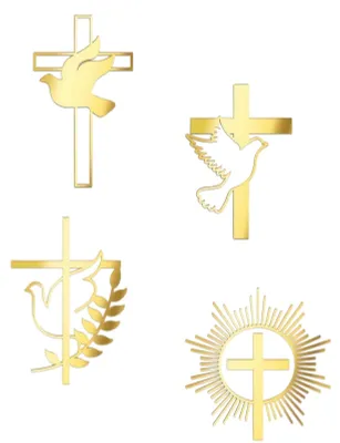4er Set Tortenaufsatz Kreuz, Gold, für Kommunion & Taufe
