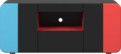 Produktbild von LevelUp TV Tisch 2 Türen, 1 Schublade, 1 Regal schwarz, rot, blau.