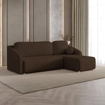 Produktbild von Masseno Ecksofa MARELLO mit Schlaffunktion L-Form, Sofa mit Bettkasten, Wohnzimmersofa, Couch, Soffa, Bettsofa, Couchgarnitur- Braun, NEVE 28