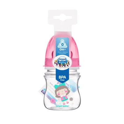 Produktbild von Canpol Babies Weithals Anti-Kolik Babyflasche Easystart, 120 ml, Rosa