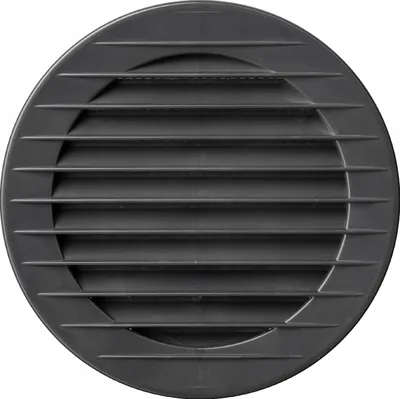 A round black vent grille with horizontal slats.