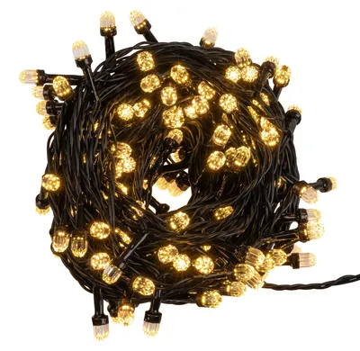 Image de Guirlande lumineuse LED Idena, 200 LED de grande taille, lumière blanche chaude, minuteur 8 heures, 24,9 mètres, pour intérieur et extérieur