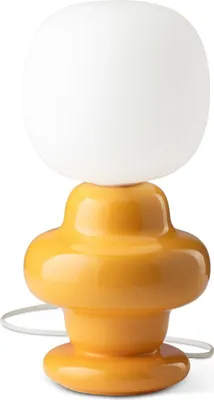 Produktbild von Tischlampe Keramik Glas 35 cm Gelb Weiß E14 Retro Keramikleuchte