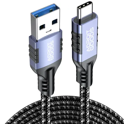 Zdjęcie produktu dla Kabel USB-C AdroitGoods - 150 cm - szybkie ładowanie - nylonowy oplot - kabel ładujący 6 A - 480 Mb/s