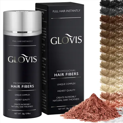 Produktbild von GLOVIS Hair Fibers 28g Haarverdichtung mit Sofortwirkung Haarfüller Schütthaar Streuhaar Haarpuder Haarfasern - Farbe BURGUNDER