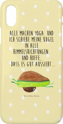 Produktbild von Mr. & Mrs. Panda Iphone 10 Handyhülle Avocado Yoga - Gelb Pastell - Geschenk, Unsportlich, Handy Case, Cover, Humor, X, Bauch, Haha, Hilfe