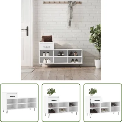 Produktbild von The Living Store Schuhregal Weiß 102x36x60 cm Holzwerkstoff