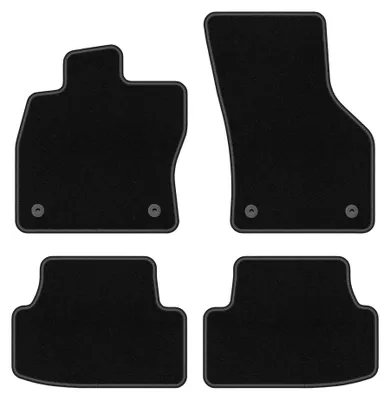 Produktbild von Velours-Fußmatten für Volkswagen e-Golf 2014-2019 (Schrägheck) – 4-tlg, Schwarz, passgenau – Wielganizator BASIC