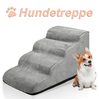 Produktbild von 4-stufige Hundetreppe Rutschfeste Haustierrampe Treppen Hunderampe fuer Haustier Hundestufen Abnehmbar und waschbar