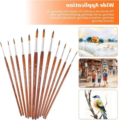 12-teiliges Nylon Pinselset für Acryl, Aquarell und Ölfarbe - Professionelle Malpinsel für Künstler