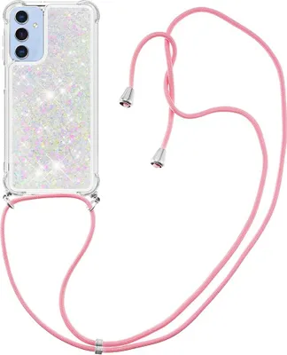 Produktbild von Samsung Galaxy A17 Hülle - Coverup Liquid Glitzer Back Cover mit Handykette - Weiß