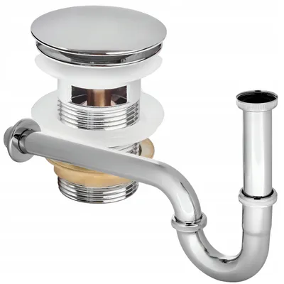 Zdjęcie produktu dla Zestaw Syfon Półsyfon Umywalkowy Metal Chrom Korek Klik Klak Z Przelewem