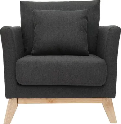 Produktbild von Miliboo - Sessel skandinavisch Dunkelgrau Füße aus hellem Holz OSLO