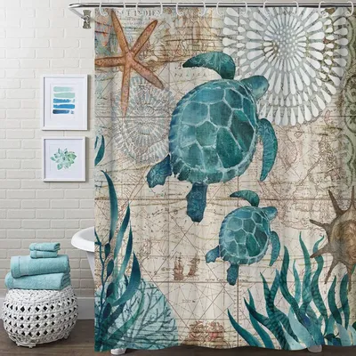 Produktbild von Duschvorhang mit 12 Haken, aus wasserdichtem und schnelltrocknendem Polyestergewebe (150 x 180 cm)