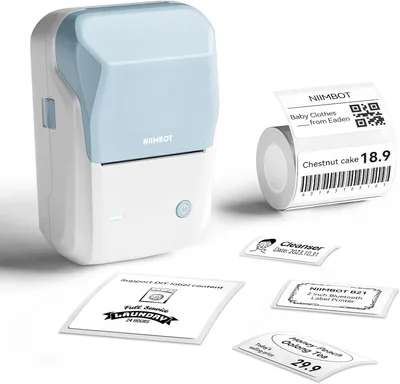 Produktbild von Etikettendrucker 1 Rolle Starterband,Bluetooth Selbstklebendes Etikettiergerät, Beschriftungsgerät Druckgröße 20-50mm iOS Android für Zuhause, Büro