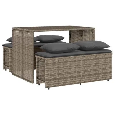 Obrázek produktu pro vidaXL 3dílný zahradní jídelní set s polštáři Grey Poly Rattan