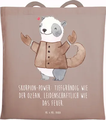Produktbild von Mr. & Mrs. Panda Shopping Tasche Skorpion Astrologie - Braun Pastell - Geschenk, Tierkreiszeichen, Tote Bag, Baumwollbeutel, Sternzeichen, Geburtstagsgeschenk, Uni