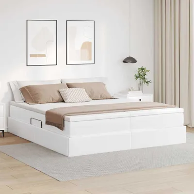 Obrázok produktu pre Maison Exclusive – úložná posteľ s matracom, biela, 180 x 200 cm, umelá koža