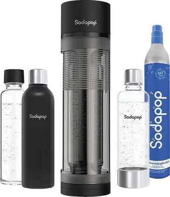 Produktbild von SODAPOP Wassersprudler Logan mit Glasflasche, PET Flasche, Edelstahlflasche & CO2-Zylinder