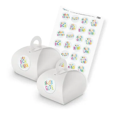 Produktbild von itenga SET Glückwünsche Kids (Motiv 77) 24x Geschenkschachtel mit Griff weiß + S