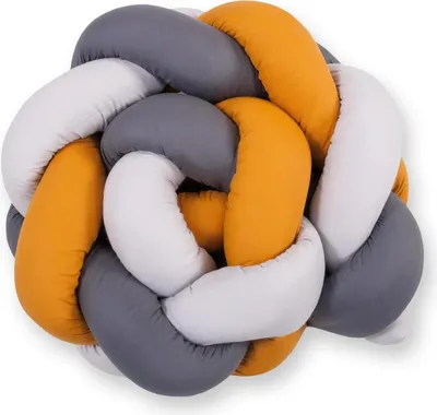 Image de Coussin tressé de protection pour lit d'enfant gris 180 cm en coton de haute qualité
