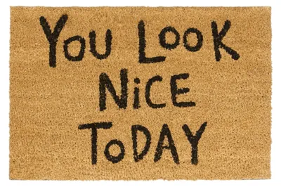 Produktbild von Relaxdays Fußmatte Kokos YOU LOOK NICE TODAY, 40x60 cm, rutschfest, Kokosfaser, Schmutzfangmatte/Eingangsmatte, natur