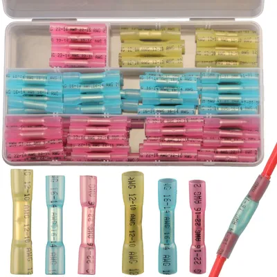 Schrumpfschlauch Stoßverbinder Kit, 115 Stück, wasserdicht, 3 Größen